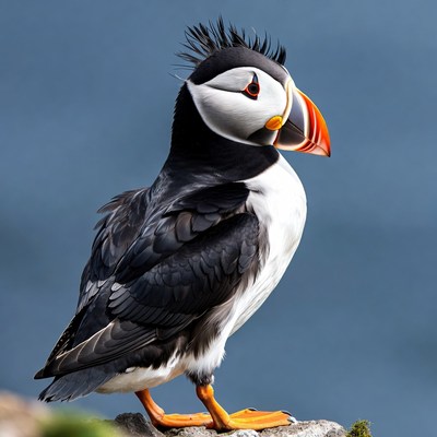 Atlantic Puffin Standing on Rock
