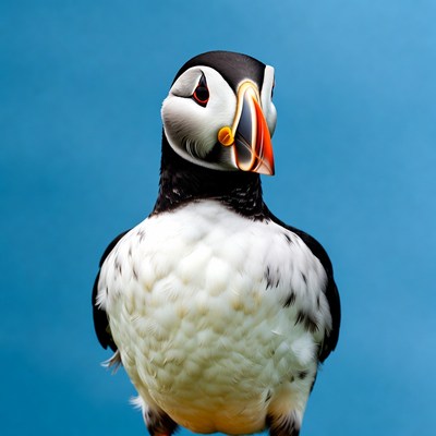 Puffin bird on blue background