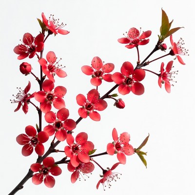 Red flowering cherry branch