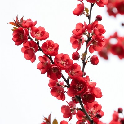 Red Flowering Plum Branch