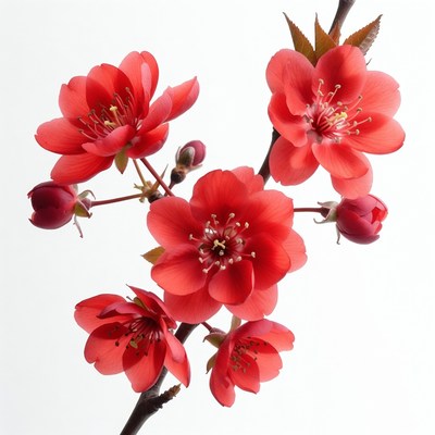 Red Flowering Cherry Blossoms