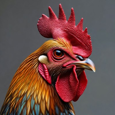 Colorful Rooster Portrait