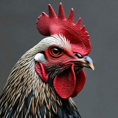Rooster with red comb