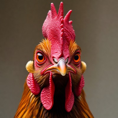 Rooster with red comb