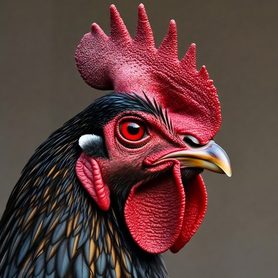 Rooster with red comb