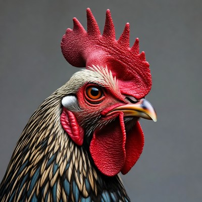 Rooster with red comb