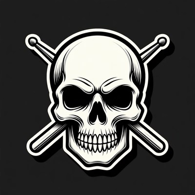 Skull with Crossed Drumsticks
