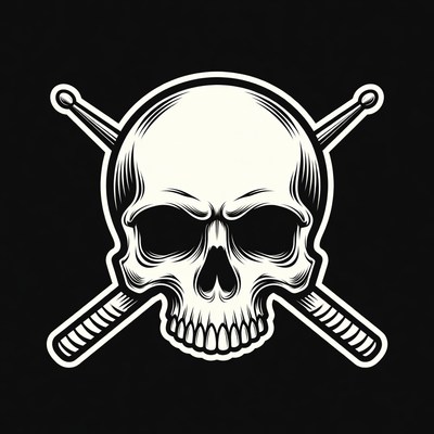 Skull with Crossed Drumsticks