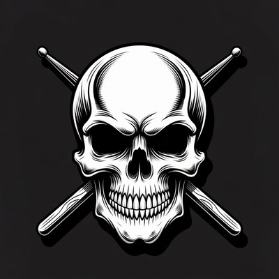 Skull with Crossed Drumsticks
