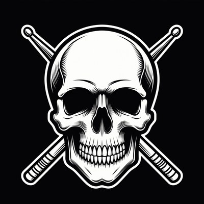 Skull with Crossed Drumsticks