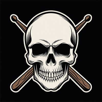 Skull with Crossed Drumsticks