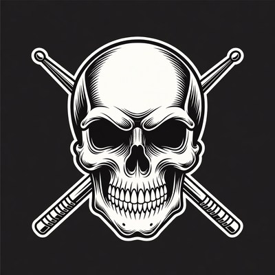 Skull with Crossed Drumsticks