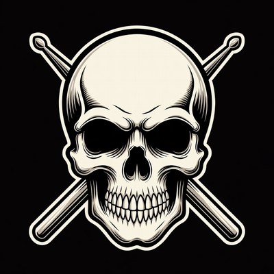 Skull with Crossed Drumsticks