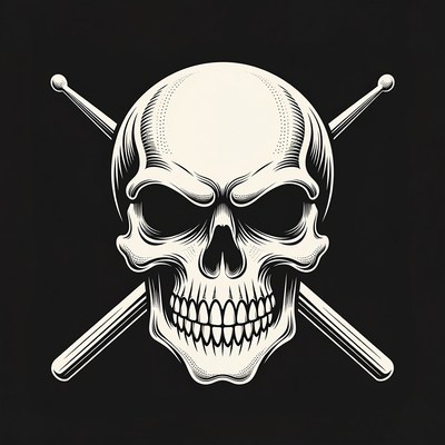 Skull with Crossed Drumsticks