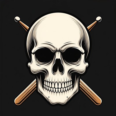 Skull with Crossed Drumsticks