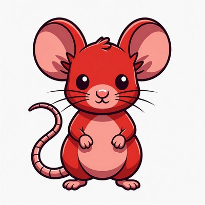 Cute red cartoon mouse