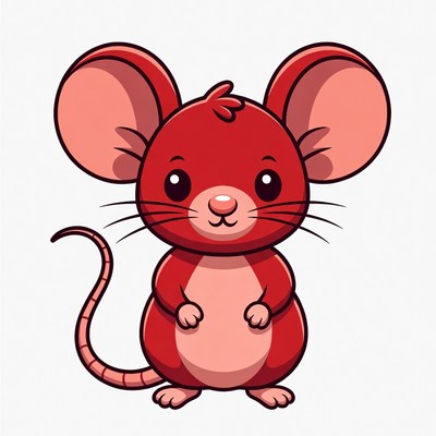 Cute red cartoon mouse