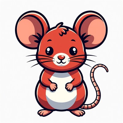 Cute red cartoon mouse