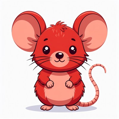 Cute red cartoon mouse