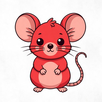 Cute red cartoon mouse