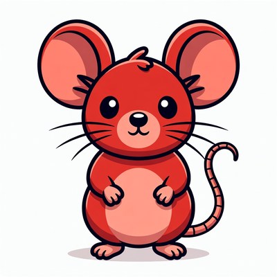 Cute red cartoon mouse