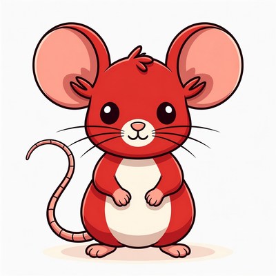 Cute red cartoon mouse