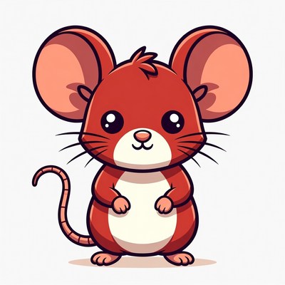 Cute red cartoon mouse