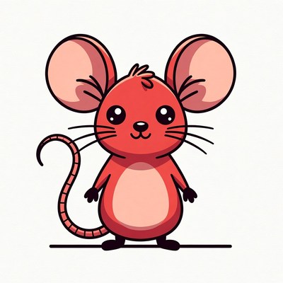 Cute red cartoon mouse