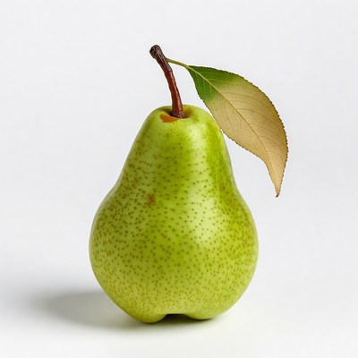 Green pear with leaf
