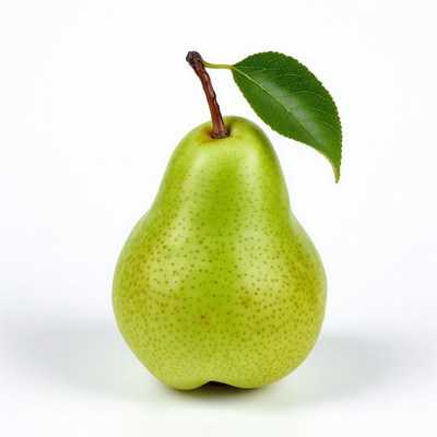 Green pear with leaf
