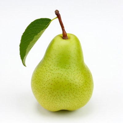 Green pear with leaf