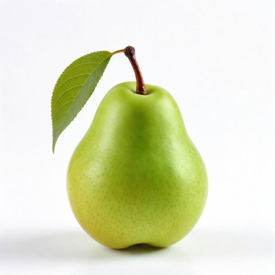 Green pear with leaf