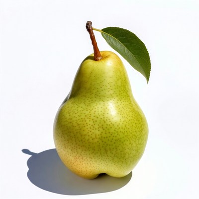 Green pear with leaf