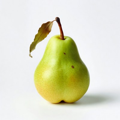 Green pear with leaf