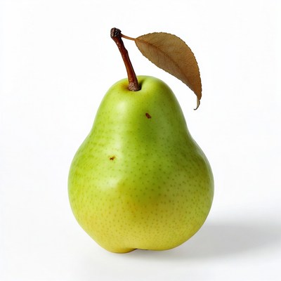 Green pear with leaf