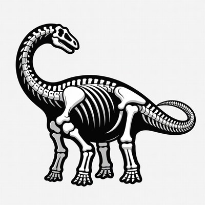 Brontosaurus Dinosaur Skeleton Illustration