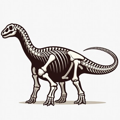 Diplodocus Dinosaur Skeleton Illustration