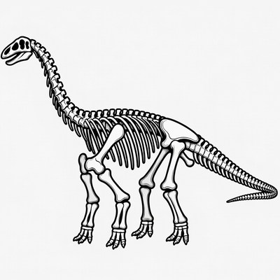 Brachiosaurus Dinosaur Skeleton Illustration