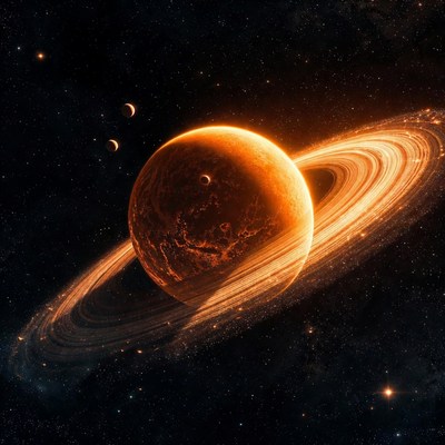 Orange Saturn-like Planet with Rings