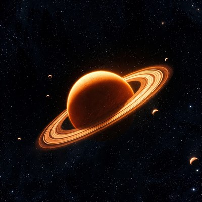 Saturn with rings in space