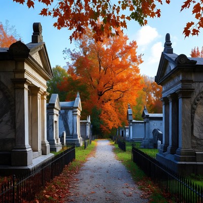 Autumn Pathway in Historic Cemetery