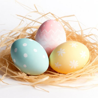 Colorful Easter Eggs in Nest