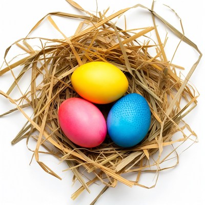 Colorful Easter eggs in nest