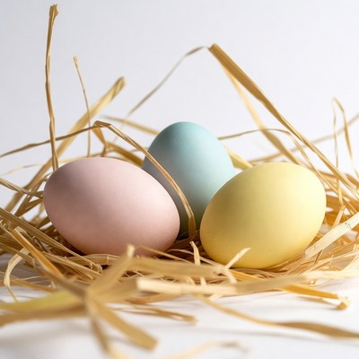 Three Colored Eggs in Nest