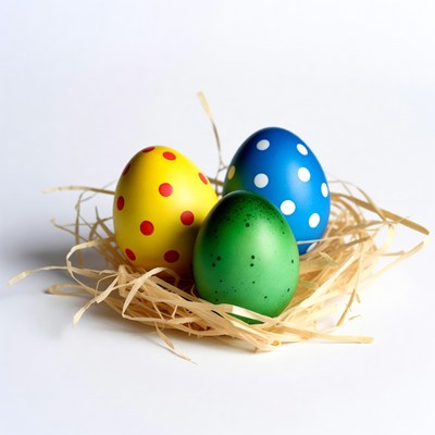 Colorful Easter Eggs in Nest