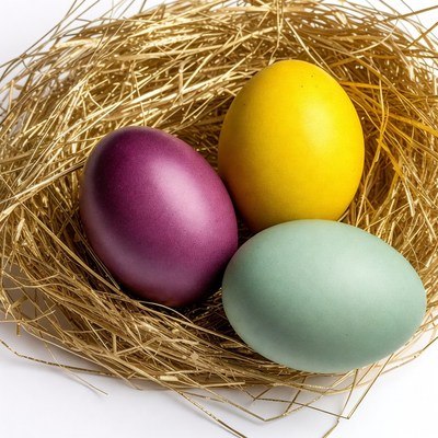 Colorful Easter Eggs in Nest