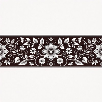 Floral White Ornamental Border Design