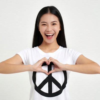 Asian woman making heart shape