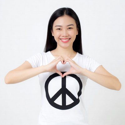 Asian woman making heart shape