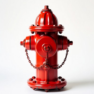 Red Fire Hydrant with Chain